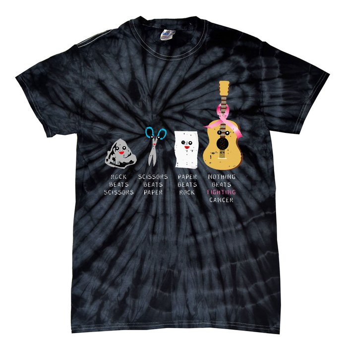 Rock Paper Scissors Guitar Fighting Cute Breast Cancer Gifts Tie-Dye T-Shirt