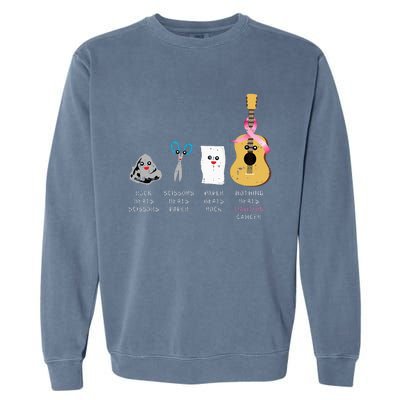 Rock Paper Scissors Guitar Fighting Cute Breast Cancer Gifts Garment-Dyed Sweatshirt