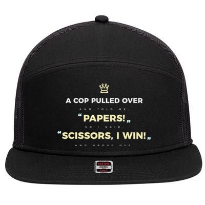 Rock Paper Scissors Funny Cops Driving Ticket Police 7 Panel Mesh Trucker Snapback Hat