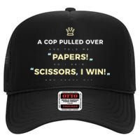 Rock Paper Scissors Funny Cops Driving Ticket Police High Crown Mesh Back Trucker Hat