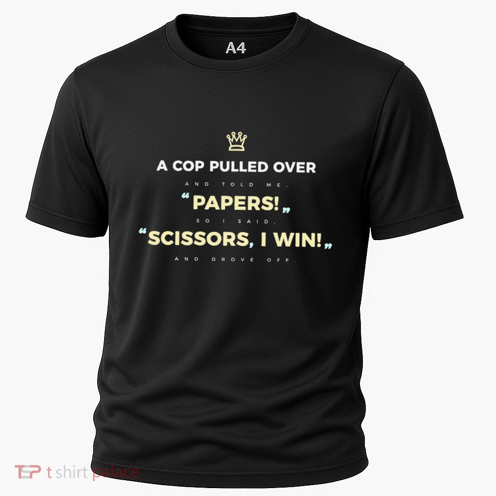 Rock Paper Scissors Funny Cops Driving Ticket Police Cooling Performance Crew T-Shirt