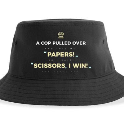 Rock Paper Scissors Funny Cops Driving Ticket Police Sustainable Bucket Hat