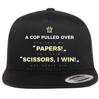 Rock Paper Scissors Funny Cops Driving Ticket Police Flat Bill Trucker Hat