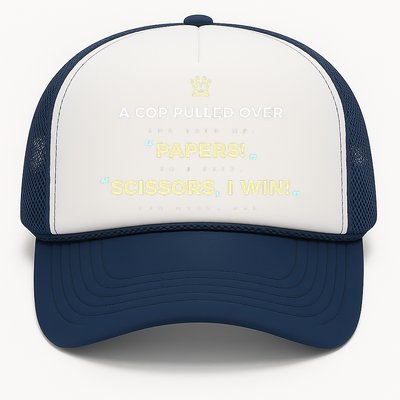 Rock Paper Scissors Funny Cops Driving Ticket Police Trucker Hat