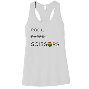 Rock Paper Scissors Lesbian Funny Lesbian Pride Lgbt Women's Racerback Tank