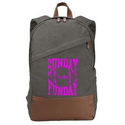 Retro Pink Sunday Funday Football Gift Cotton Canvas Backpack