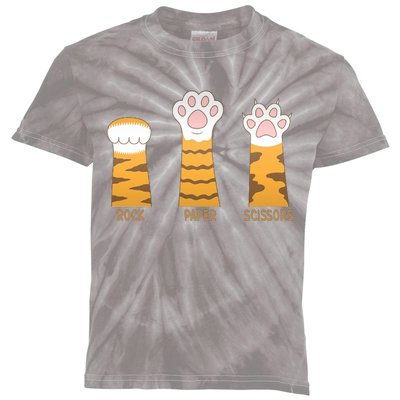 Rock Paper Scissors Cat Kids Tie-Dye T-Shirt