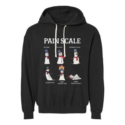 Retro Pain Scale Snowman Trauma Nurse Christmas Nursing Garment-Dyed Fleece Hoodie