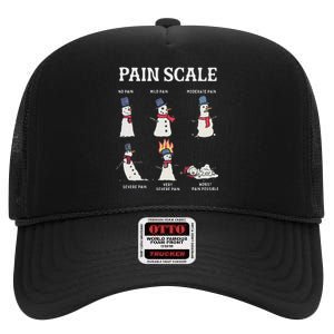 Retro Pain Scale Snowman Trauma Nurse Christmas Nursing High Crown Mesh Back Trucker Hat