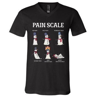 Retro Pain Scale Snowman Trauma Nurse Christmas Nursing V-Neck T-Shirt