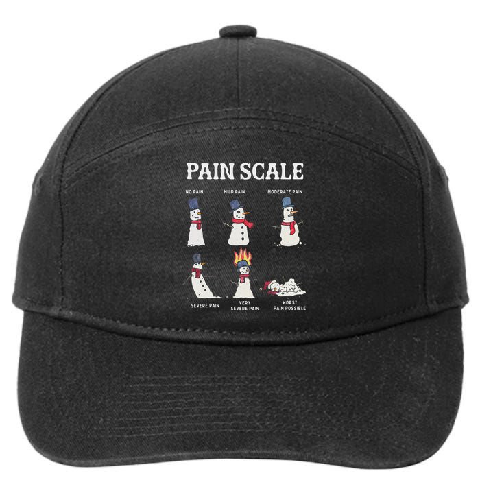 Retro Pain Scale Snowman Trauma Nurse Christmas Nursing 7-Panel Snapback Hat