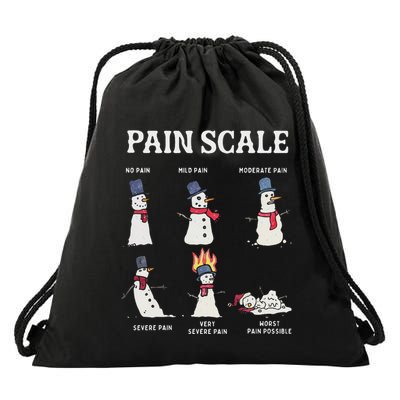 Retro Pain Scale Snowman Trauma Nurse Christmas Nursing Drawstring Bag