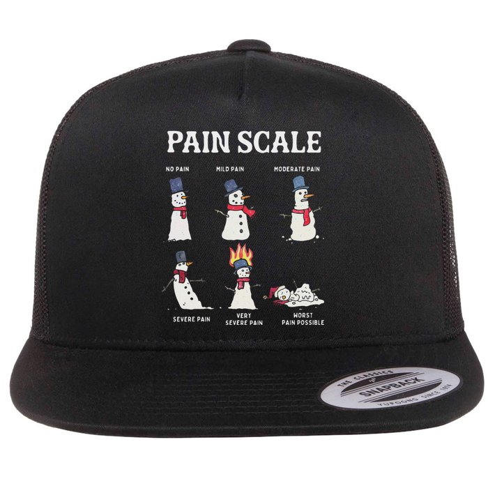 Retro Pain Scale Snowman Trauma Nurse Christmas Nursing Flat Bill Trucker Hat