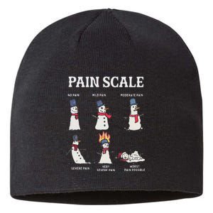 Retro Pain Scale Snowman Trauma Nurse Christmas Nursing Sustainable Beanie