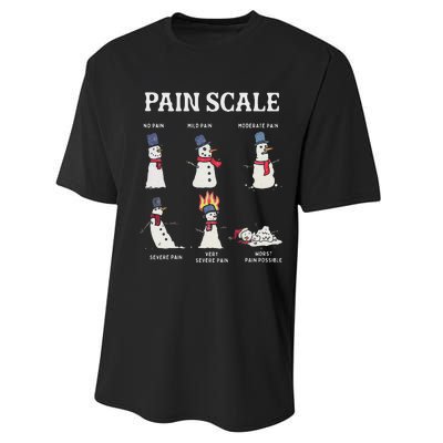 Retro Pain Scale Snowman Trauma Nurse Christmas Nursing Performance Sprint T-Shirt