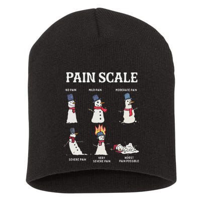 Retro Pain Scale Snowman Trauma Nurse Christmas Nursing Short Acrylic Beanie
