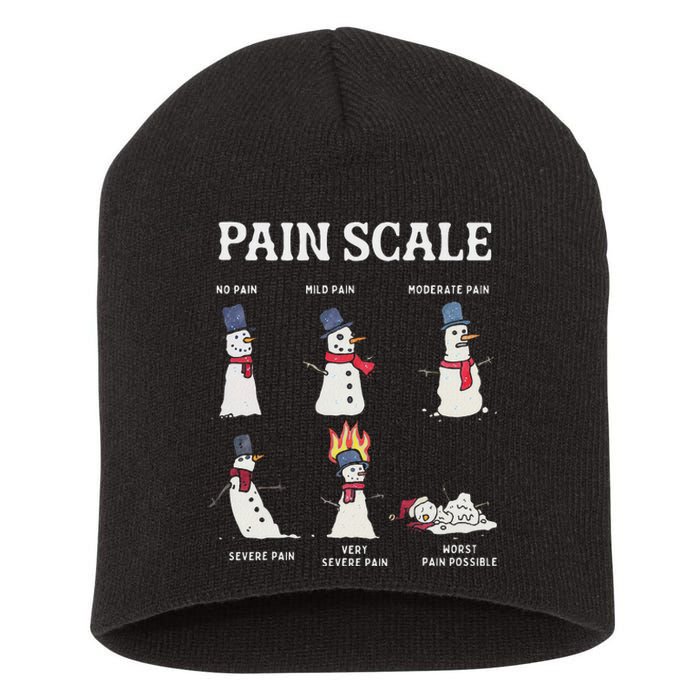 Retro Pain Scale Snowman Trauma Nurse Christmas Nursing Short Acrylic Beanie