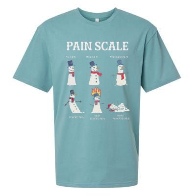 Retro Pain Scale Snowman Trauma Nurse Christmas Nursing Sueded Cloud Jersey T-Shirt