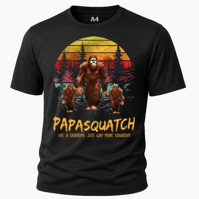 Retro Papa Squatch Like A Grandpa Funny Bigfoot Sasquatch Cooling Performance Crew T-Shirt