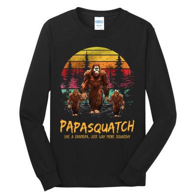 Retro Papa Squatch Like A Grandpa Funny Bigfoot Sasquatch Tall Long Sleeve T-Shirt