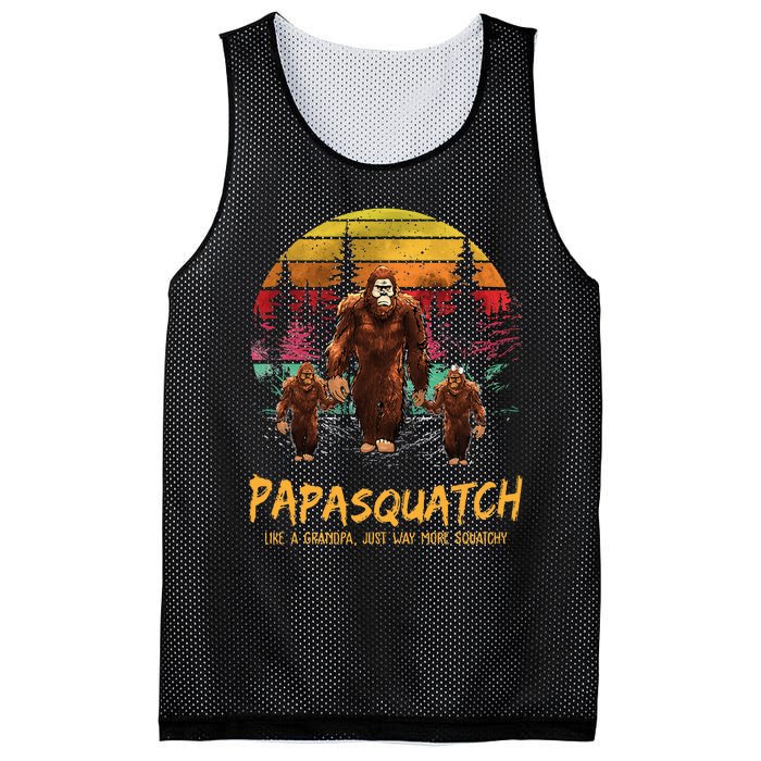 Retro Papa Squatch Like A Grandpa Funny Bigfoot Sasquatch Mesh Reversible Basketball Jersey Tank