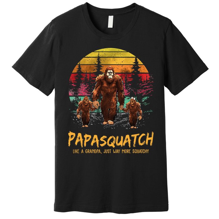 Retro Papa Squatch Like A Grandpa Funny Bigfoot Sasquatch Premium T-Shirt