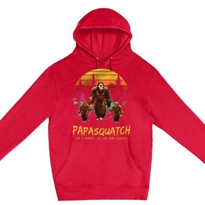 Retro Papa Squatch Like A Grandpa Funny Bigfoot Sasquatch Premium Pullover Hoodie