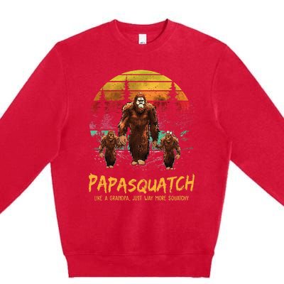 Retro Papa Squatch Like A Grandpa Funny Bigfoot Sasquatch Premium Crewneck Sweatshirt