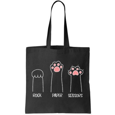 Rock Paper Scissors Hand Game Cute Paw Funny Cat Tote Bag