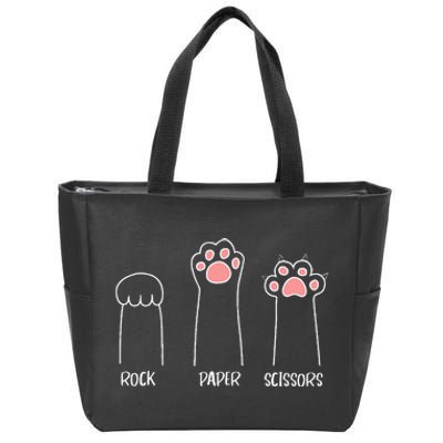 Rock Paper Scissors Hand Game Cute Paw Funny Cat Zip Tote Bag