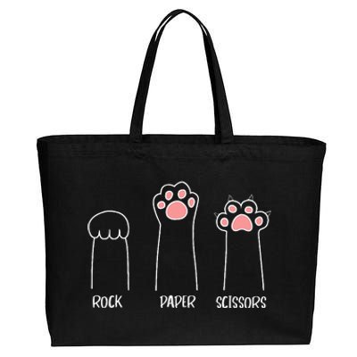 Rock Paper Scissors Hand Game Cute Paw Funny Cat Cotton Canvas Jumbo Tote