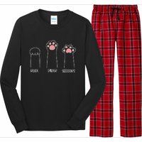 Rock Paper Scissors Hand Game Cute Paw Funny Cat Long Sleeve Pajama Set