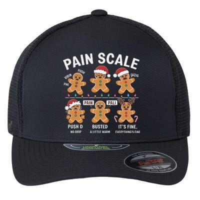 Retro Pain Scale Gingerbread Nurse Christmas Vibes Flexfit Unipanel Trucker Cap