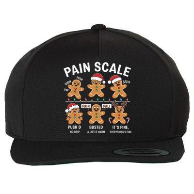 Retro Pain Scale Gingerbread Nurse Christmas Vibes Wool Snapback Cap