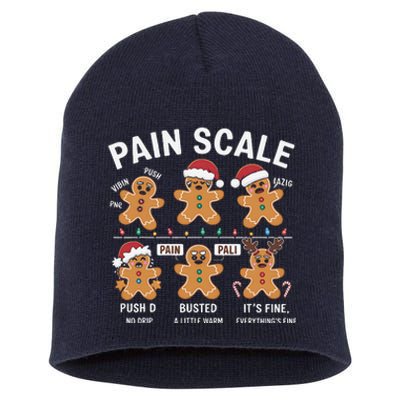 Retro Pain Scale Gingerbread Nurse Christmas Vibes Short Acrylic Beanie