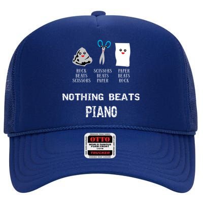 Rock Paper Scissors Piano Cool Classical Music Lovers Funny Gift High Crown Mesh Back Trucker Hat