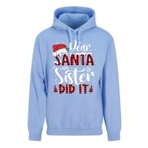 Red Plaid Santa Hat Matching Dear Santa My Sister Did It Cute Gift Unisex Surf Hoodie