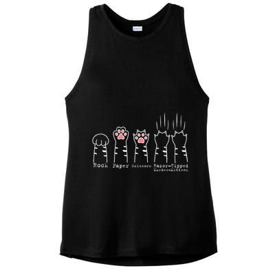 Rock Paper Scissors Cat Funny Kitten Cute Paw Ladies PosiCharge Tri-Blend Wicking Tank