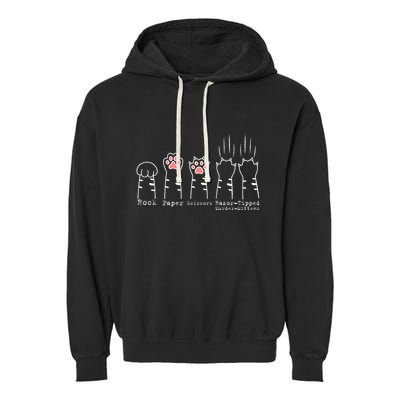 Rock Paper Scissors Cat Funny Kitten Cute Paw Garment-Dyed Fleece Hoodie