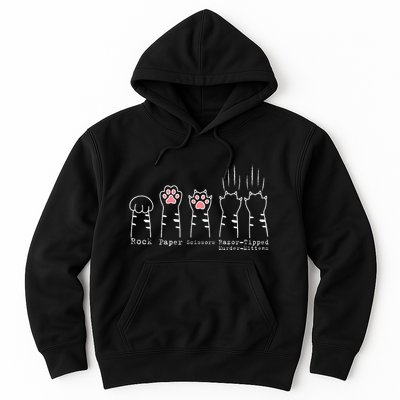 Rock Paper Scissors Cat Funny Kitten Cute Paw Hoodie