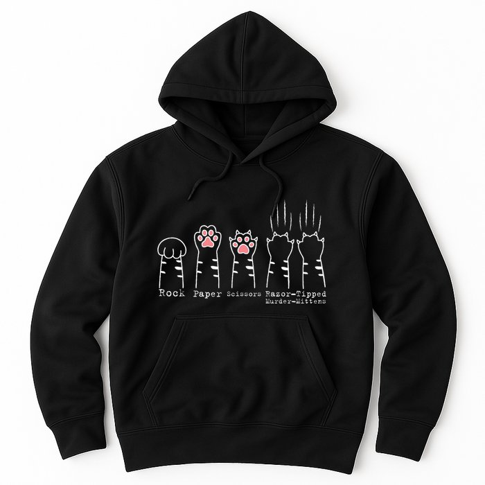 Rock Paper Scissors Cat Funny Kitten Cute Paw Hoodie