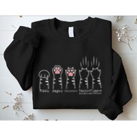 Rock Paper Scissors Cat Funny Kitten Cute Paw Sweatshirt