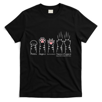 Rock Paper Scissors Cat Funny Kitten Cute Paw T-Shirt