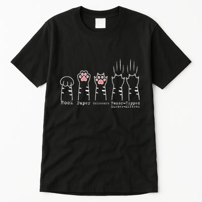Rock Paper Scissors Cat Funny Kitten Cute Paw Tall T-Shirt