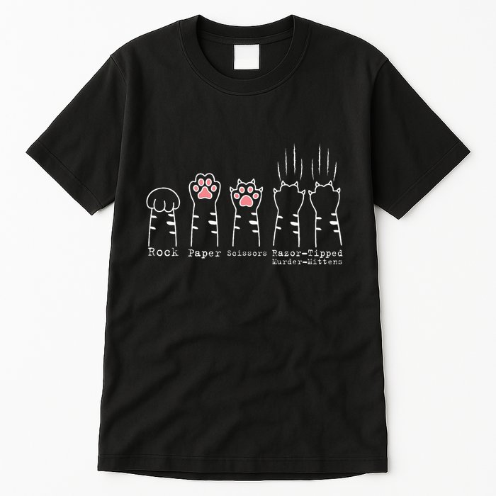 Rock Paper Scissors Cat Funny Kitten Cute Paw Tall T-Shirt