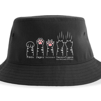 Rock Paper Scissors Cat Funny Kitten Cute Paw Sustainable Bucket Hat