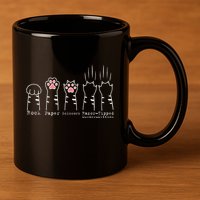 Rock Paper Scissors Cat Funny Kitten Cute Paw 11oz C Handle Ceramic Mug