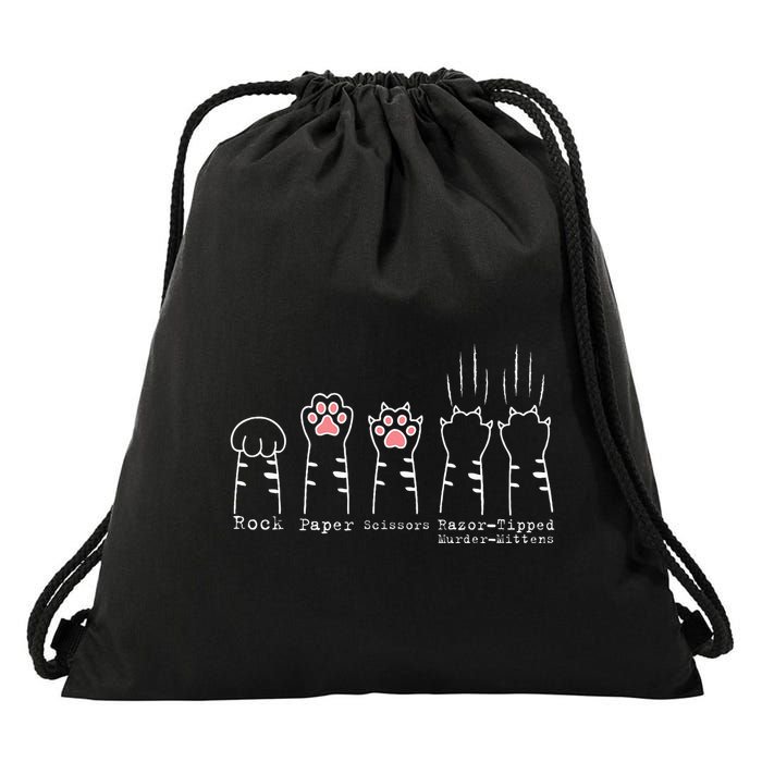 Rock Paper Scissors Cat Funny Kitten Cute Paw Drawstring Bag