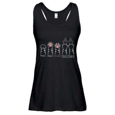 Rock Paper Scissors Cat Funny Kitten Cute Paw Ladies Essential Flowy Tank