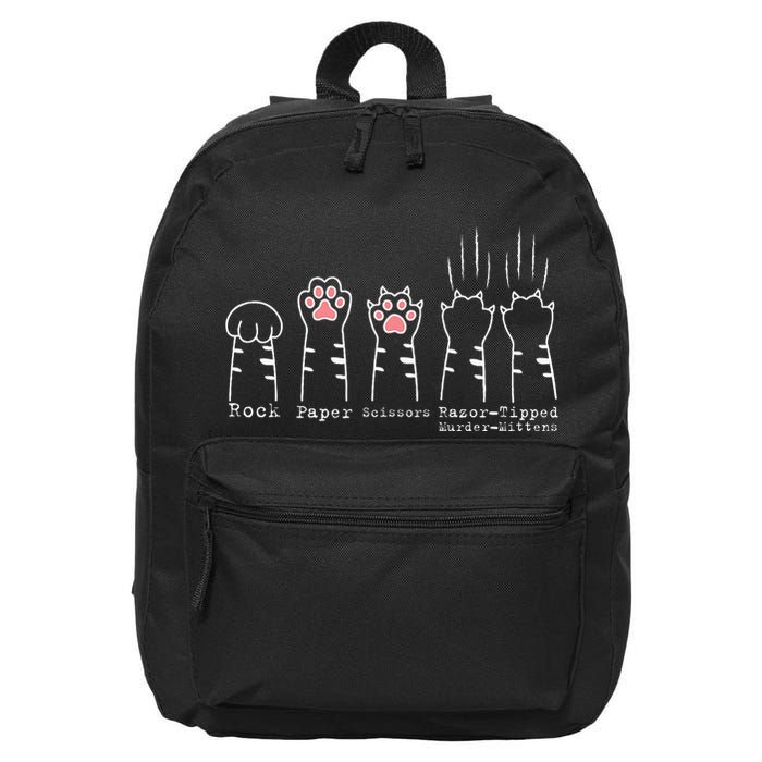 Rock Paper Scissors Cat Funny Kitten Cute Paw 16 in Basic Backpack
